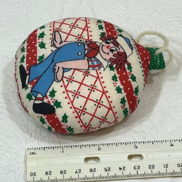 VTG 1978 Handmade Fabric Raggedy Andy Hanging Christmas Ornament 4" Tall - Picture 6 of 8